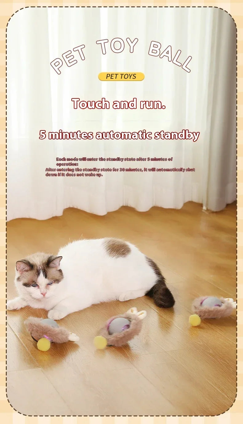 Interactive Cat Toys Ball Auto Electric Rolling Ball Toys for Cats/Kitty Pets Smart Automatic Teaser USB Rechargeable