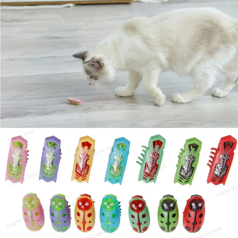 Funny Electric Bugs Catnip Toy Automatic Tunnel Mini Robot Bug Vibration Insect Toys For Cats Battery Operated Cockroach Ladybug