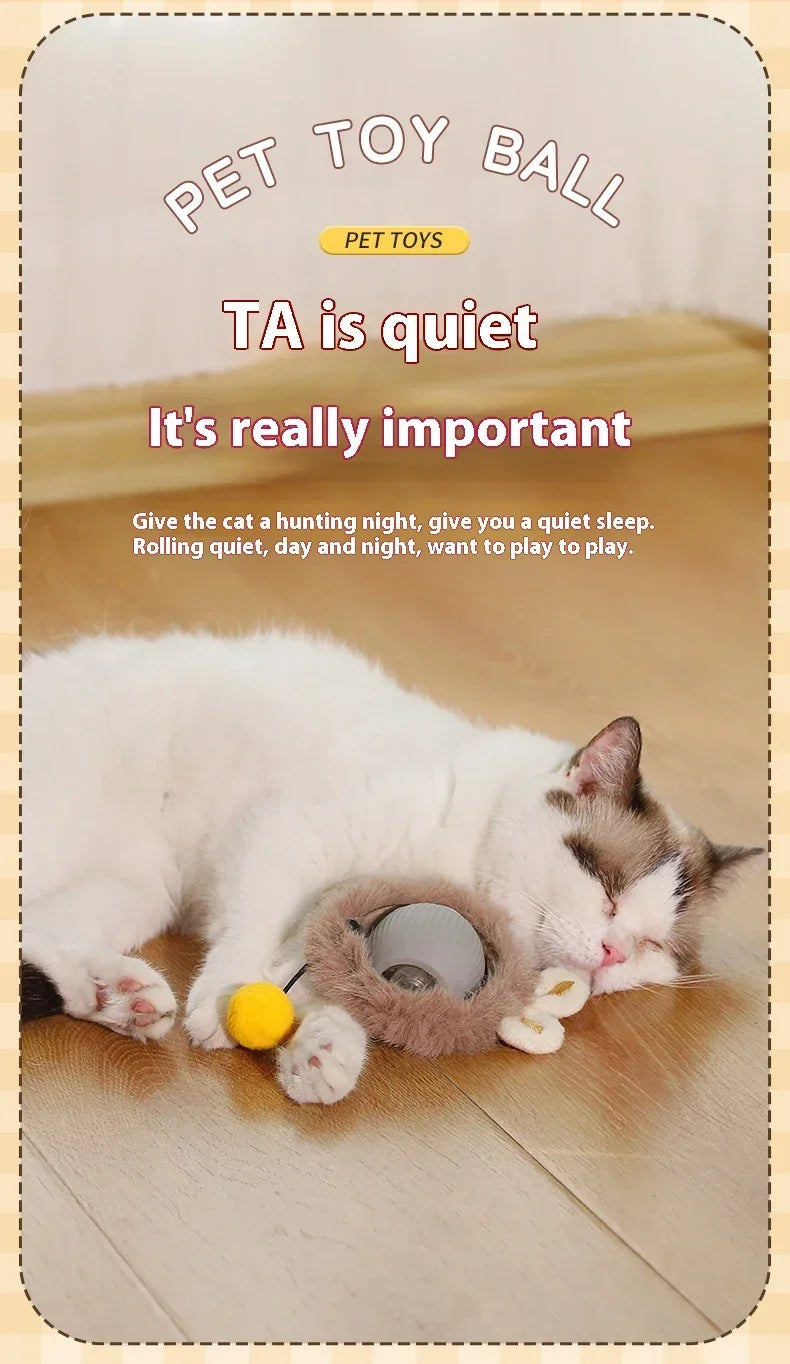 Interactive Cat Toys Ball Auto Electric Rolling Ball Toys for Cats/Kitty Pets Smart Automatic Teaser USB Rechargeable